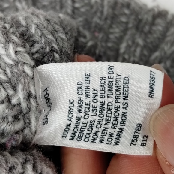 St. Johns Bay women's large vintage cable knit sweater gray large collar pockets - Picture 8 of 13